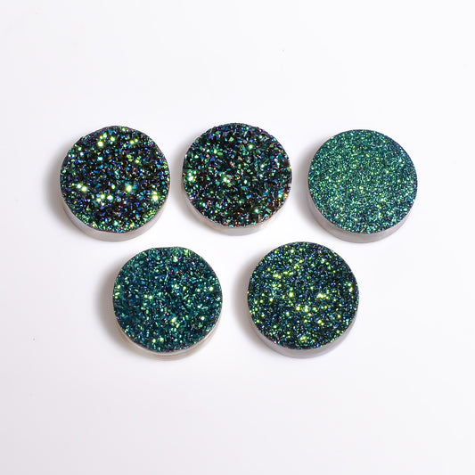 Rainbow Titanium Green Round Flat loose gemstone - view 2