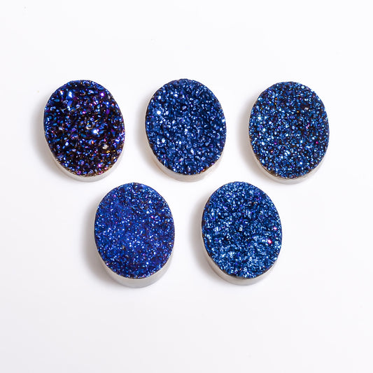 Rainbow Titanium Blue Oval Flat loose gemstone - view 2