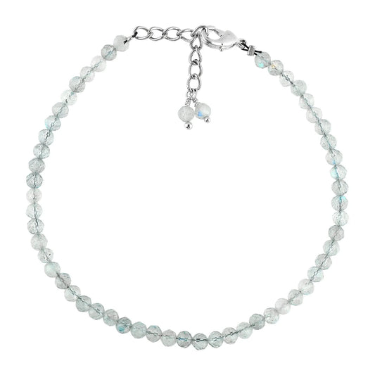 Natural Moonstone Gemstone Micro Round Beads Bracelet, Birthstone Healing Crystal Armonia
