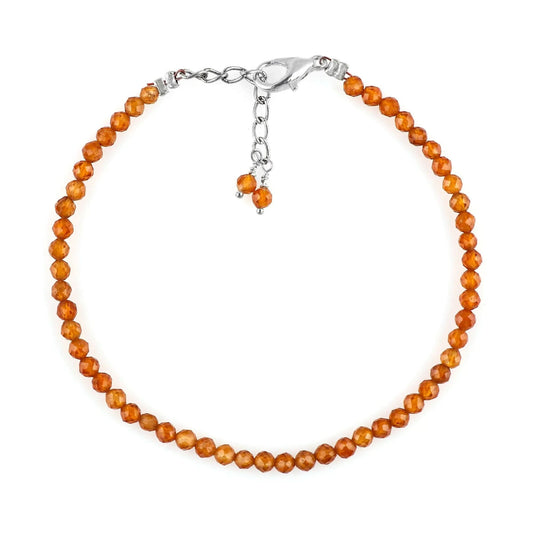 Natural Hessonite Garnet Micro-Faceted Beads Bracelet | Orange Gemstone Armonia