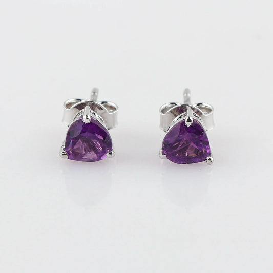 Natural Amethyst Heart-Shaped Stud Earrings โ Brilliant Cut Gemstone Armonia Gems