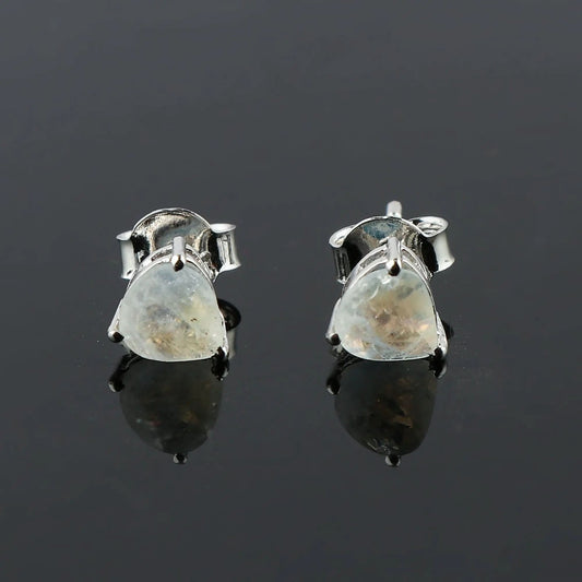 Elegant Moonstone HeartโShape Stud Earrings | Natural Gemstone Silver Jewelry Armonia Gems