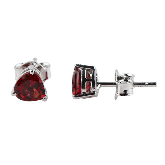 Romantic Red Garnet Heart Shape Stud Earrings | Brilliant Cut Natural Gemstone Armonia Gems