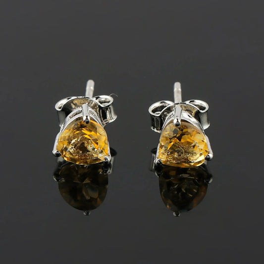 Natural MadeiraโฏCitrine Crystal Stud Earrings | HeartโShape Gem in 925 Sterling Silver Armonia Gems