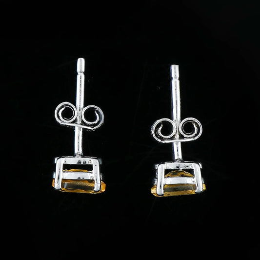 Natural Madeira Citrine Oval Stud Earrings 925 Sterling Silver | Warm Orange Gemstone Jewelry Armonia Gems