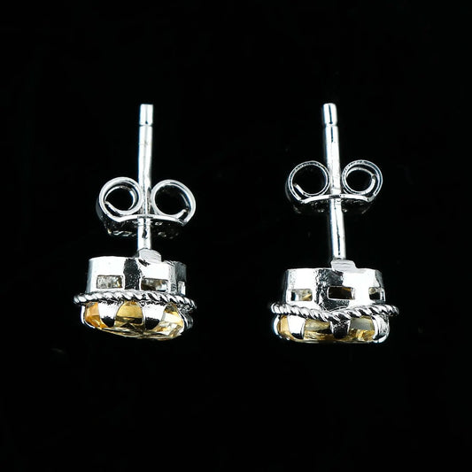 Bright yellow Citrine Stud Earrings ethically sourced from Madagascar