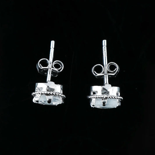 Brilliant cut moonstone gemstone oval earrings for women crafted with 925 silver