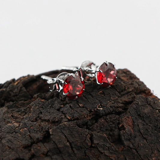 Natural Brilliance with Round Garnet Stud Earrings set for Women Armonia Gems