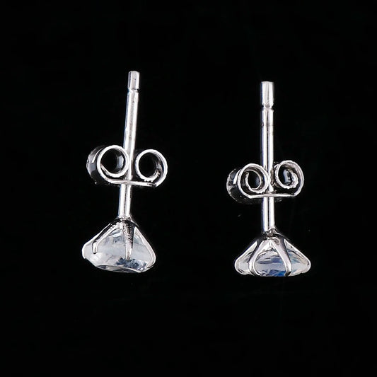 Natural Moonstone Stud Earrings in Round Shape for Women - Red Crystal Gemstone with Healing Chakra Energy Armonia Gems