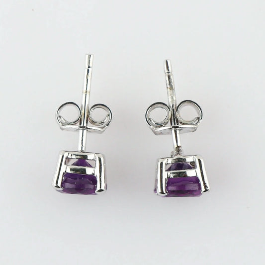 Natural Amethyst Round Stud Earrings | 6x6mm Brilliant Cut | 925 Sterling Silver | AA+ Quality | Premium Jewelry for Women Armonia Gems