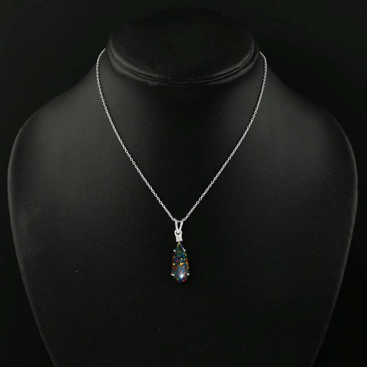 Dazzling Jewelry design in Pear shape 2.5 Ct Black Dot Ethiopian Opal Pendant