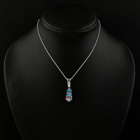 Stunning Pear shape 2.5 Ct Blue Line Ethiopian Opal Pendant