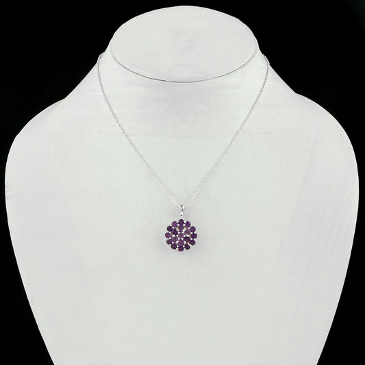 Beautiful Purple Hue Amethyst Pendant Necklace In 925 Silver