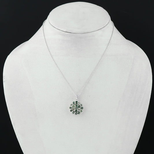 Unique Moss pattern Agate Pendant Necklace, 925 Silver