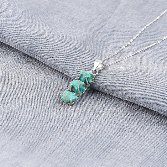 Unique Rough and Irregular shaped Turquoise Pendant Necklace for healing energies.