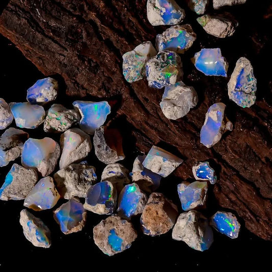 raw welo opal stones multi fire gemstone lot