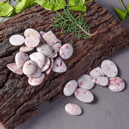 100 Cts Natural Cinnabar Cabochons (5 Pcs) – A+ Polished Loose Gemstone Lot for Jewelry Making