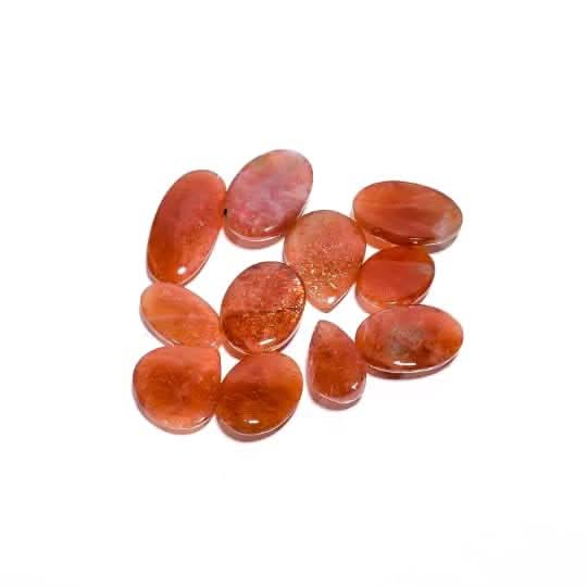 50 carats Sunstone Polished Gemstone, Natural Crystals, Healing Stones, Wholesale Cabochon Lot, Jewelry Making Supply, Gift Stone, Strength Stone, 14 to 18mm [3 to 4 pcs]