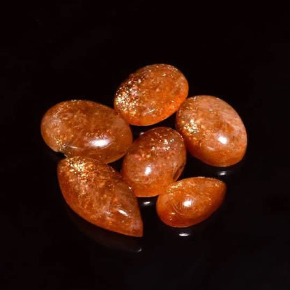50 carats Sunstone Polished Gemstone, Natural Crystals, Healing Stones, Wholesale Cabochon Lot, Jewelry Making Supply, Gift Stone, Strength Stone, 14 to 18mm [3 to 4 pcs]