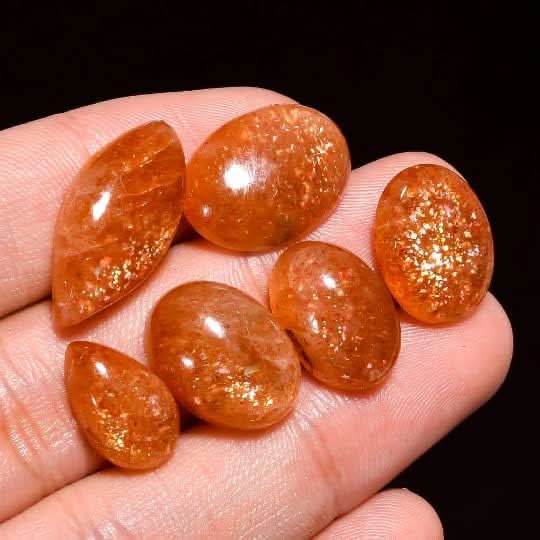 50 carats Sunstone Polished Gemstone, Natural Crystals, Healing Stones, Wholesale Cabochon Lot, Jewelry Making Supply, Gift Stone, Strength Stone, 14 to 18mm [3 to 4 pcs]