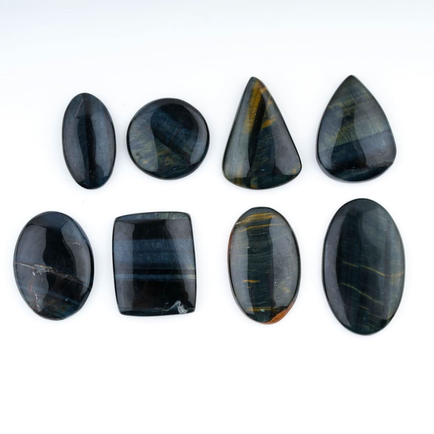 Blue tiger eye semi precious stone flat back polished AAA quality untreated