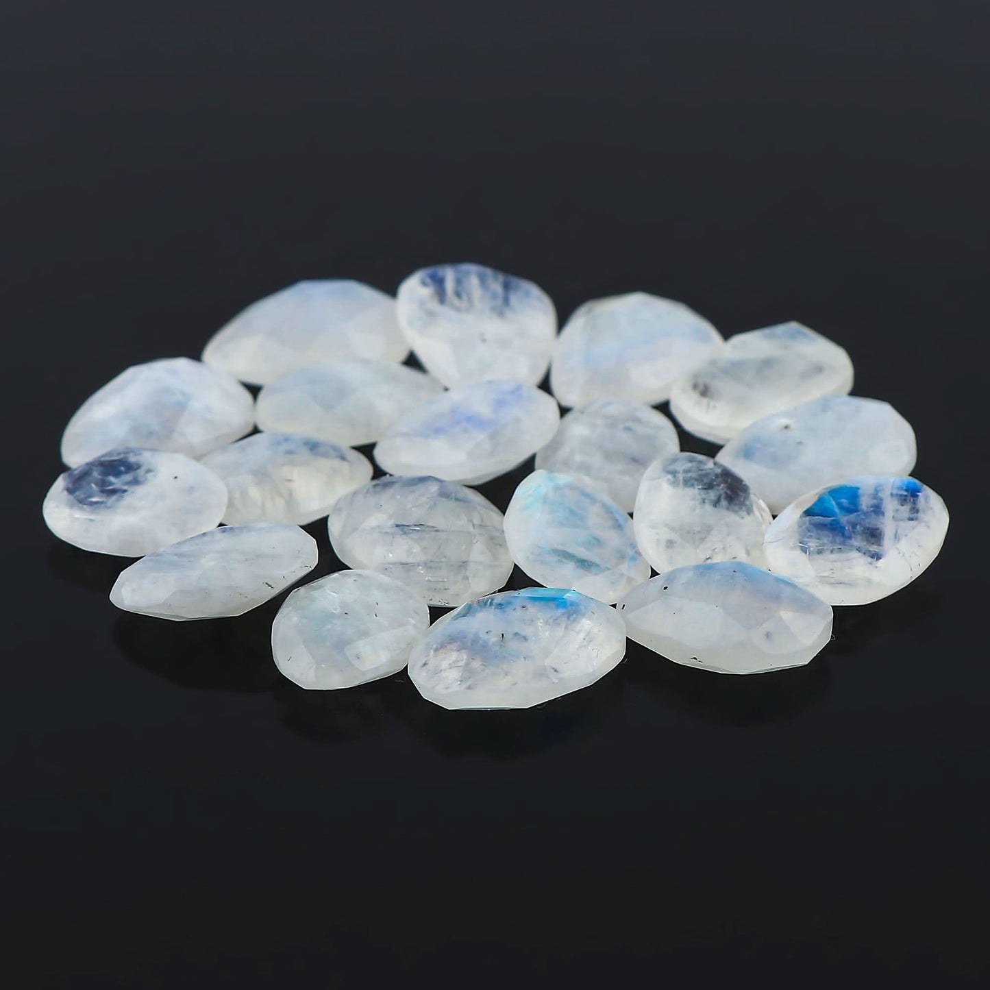 Natural Moonstone Rose-Cut Gemstones Cabochons for Jewelry Making, Mix-Shape | 8-10pcs | 12-15mm
