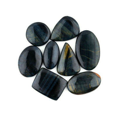 Mix Shape 25–35mm Blue Tiger Eye Stone Cabochon 3 Pcs | Tiger Eye Semi Precious Stone for Jewelry Making