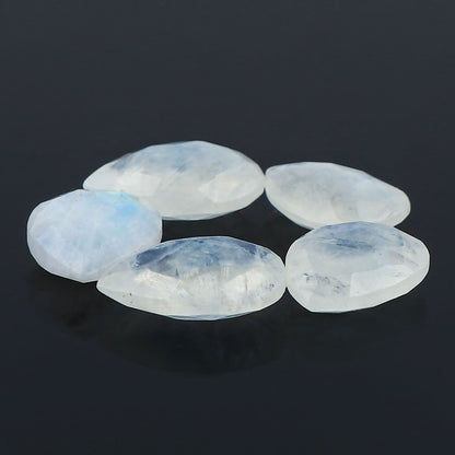 Natural Rainbow Moonstone Briolette Cut Gemstones Cabochons for Jewelry Making, Pear-Shape | 5pcs | 15-18mm