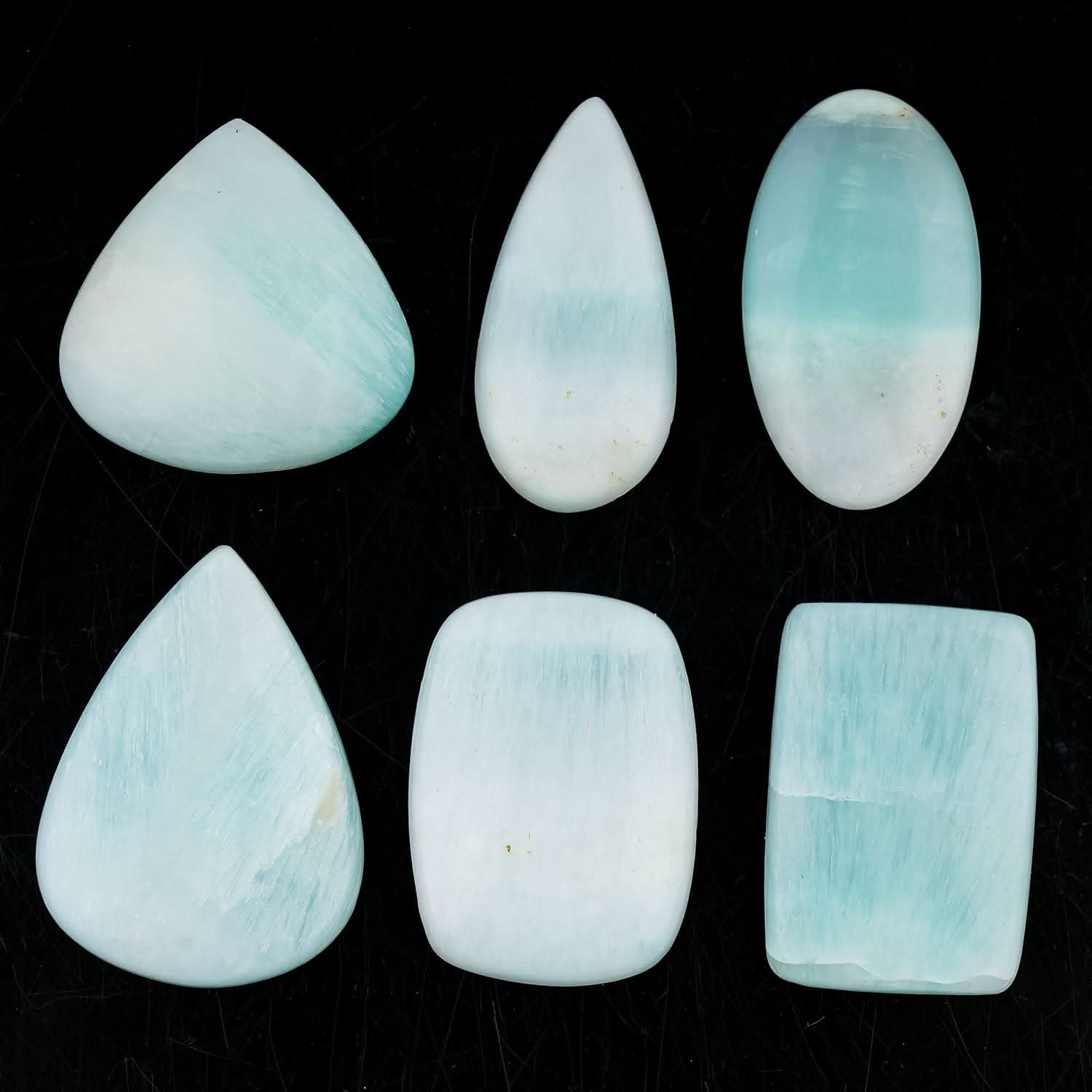 Blue aragonite cabochon flat back polished AAA quality untreated natural gemstone
