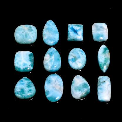100 carats Natural Larimar Gemstones Wholesale Cabochons Lot, Jewelry Making Loose Gemstone, Polished Gems, DIY, Wire Wrapping, Reiki, Wikka, Healing Crystals, Bulk Gemstone Deal 6 to 8pcs