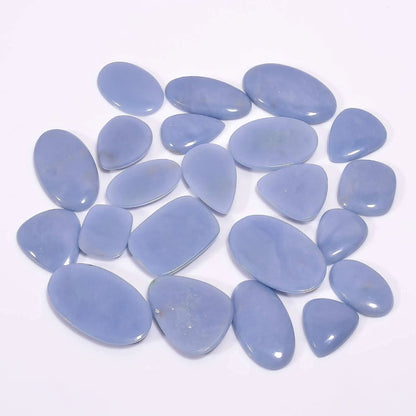 Angelite crystal cabochon lot polished flat back A+ quality – close up surface texture