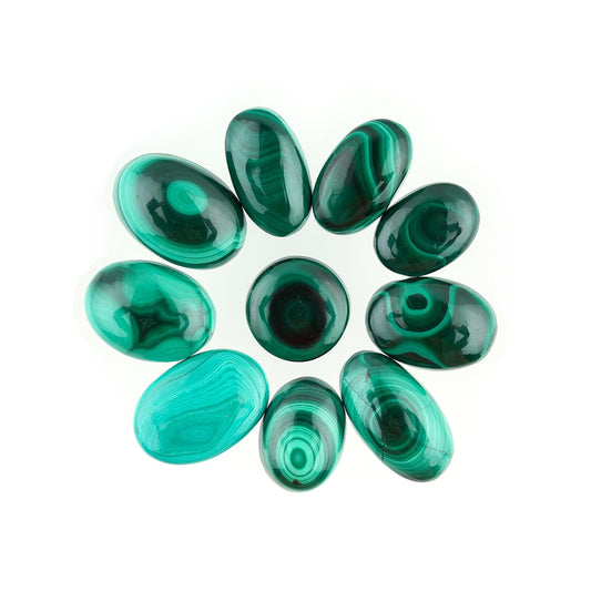 10 PCS Natural Malachite Gemstone Wholesale Cabochons Lot, Jewelry Making Loose Gemstone, Polished Decor Specimen, DIY, Wire Wrapping, Healing Crystals, Bulk Gemstone Deal