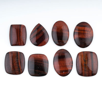 Dyed Red Tiger Eye Mix Shape Gemstones Cabochons [25-40mm] (2-3pcs), Jewelry Making Loose Gemstone, Polished Gems, DIY, Wire Wrapping, Reiki, Wikka, Healing Crystals, Bulk Gemstone Deal