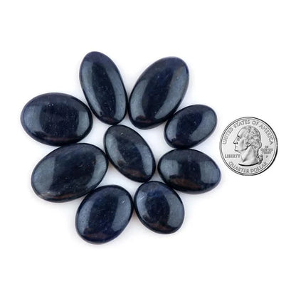 Blue Quartz Cabochon Bulk Lot – 100 Carats Natural Deep Blue Gemstones (Round, Oval & Pear Mix Shapes 20mm+) for Jewelry Making