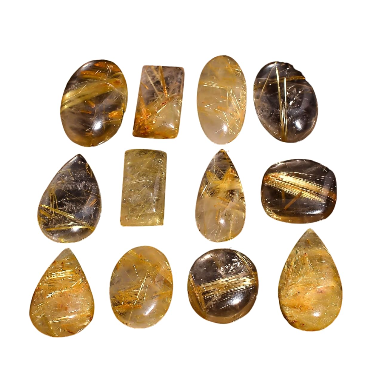 Natural golden rutilated quartz gemstones for jewelry making