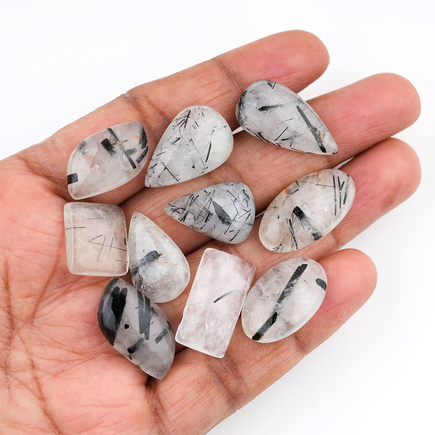 black rutile quartz cabochon