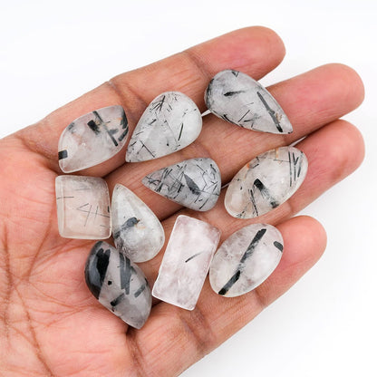 black rutile quartz cabochon
