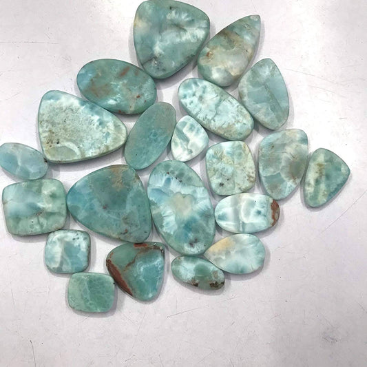 Larimar cabs mixed shape flat back A grade jewelry making lot
