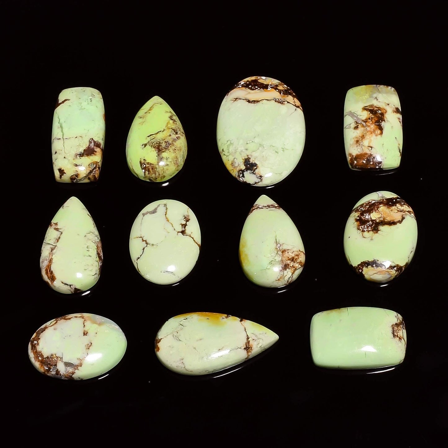 3 to 4pcs Natural Lemon Chrysoprase Gemstone Wholesale Cabochons Lot, Jewelry Making Loose Gemstone, Polished Home Decor Specimen, DIY, Wire Wrapping, Healing Crystals, Bulk Gemstone Deal