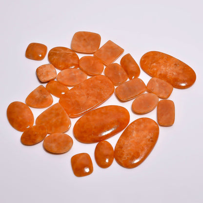 Orange Calcite Mix Shape Gemstones Cabochons [25-35mm] (3pcs), Jewelry Making Loose Gemstone, Polished Gems, DIY, Wire Wrapping, Reiki, Wikka, Healing Crystals, Bulk Gemstone Deal