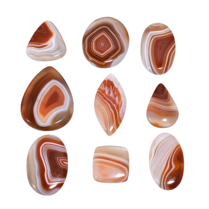 Orange Banded Agate Mix Shape Gemstones Cabochons [30-40mm] (3pcs) , Jewelry Making Loose Gemstone, Polished Gems, DIY, Wire Wrapping, Reiki, Wikka, Healing Crystals, Bulk Gemstone Deal