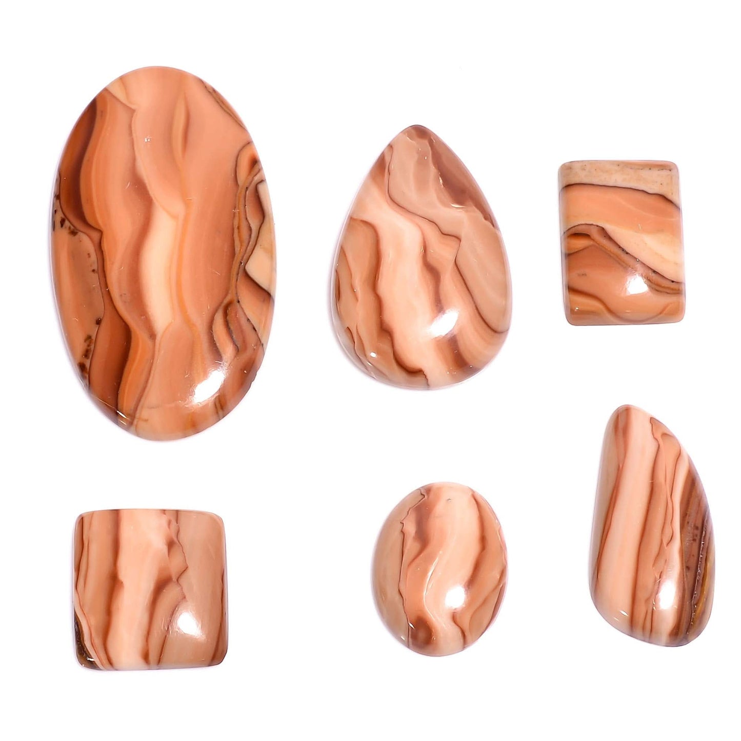 Wood dolomite stone cabs mixed shape flat back jewelry making lot

