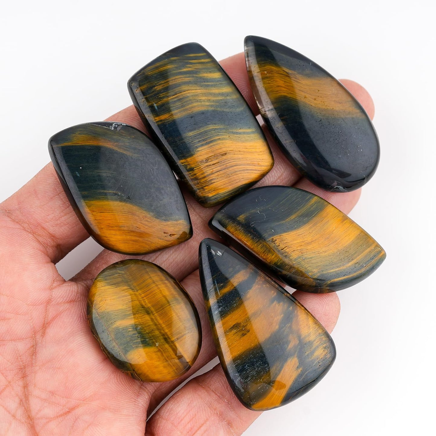 [20-30mm] (3-4 pcs.) Black Tiger Eye, Mix Shape Gemstones Cabochons, Jewelry Making Loose Gemstone, Polished Gems, DIY, Wire Wrapping, Reiki, Wikka, Healing Crystals, Bulk Gemstone Deal
