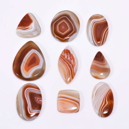 Orange Banded Agate Mix Shape Gemstones Cabochons [30-40mm] (3pcs) , Jewelry Making Loose Gemstone, Polished Gems, DIY, Wire Wrapping, Reiki, Wikka, Healing Crystals, Bulk Gemstone Deal