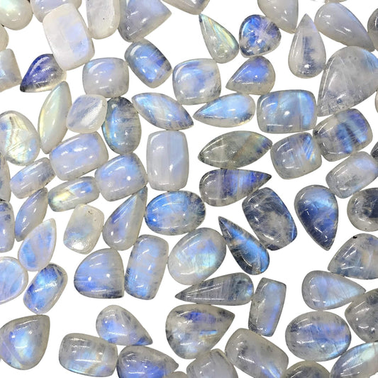 (4 to 5pcs) Natural Rainbow Moonstone Gemstone Wholesale Cabochons Lot, Jewelry Making Loose Gemstone, Polished Decor, DIY, Wire Wrapping, Reiki, Wikka, Healing Crystals, Bulk Gemstone
