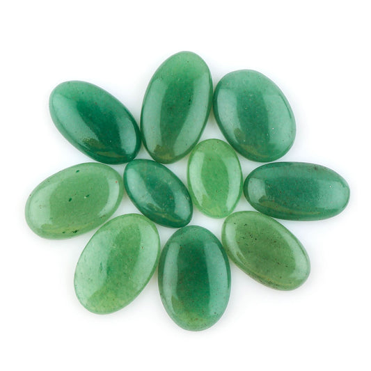 green quartz cabochon oval gemstone translucent stone