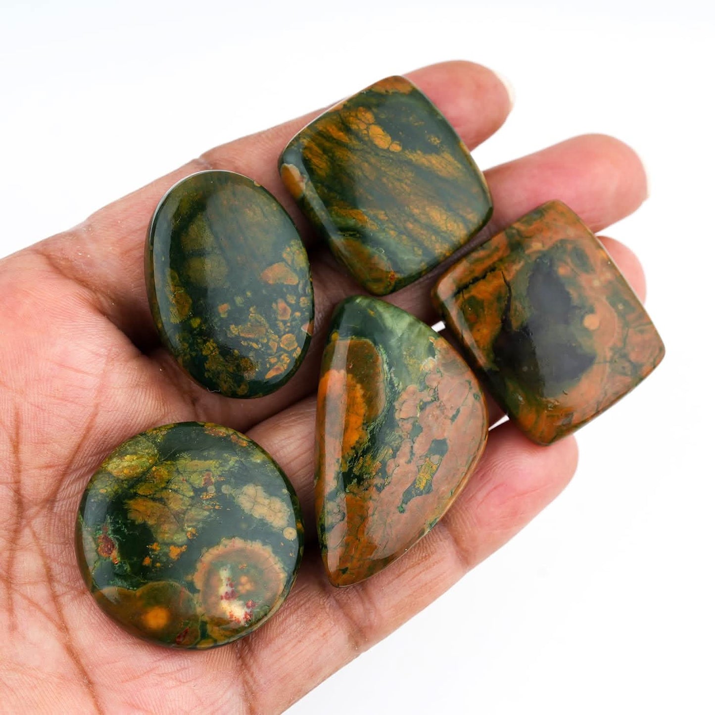 [25-35mm] (3-4 pcs.) Rhyolite Jasper Mix Shape Gemstones Cabochons, Jewelry Making Loose Gemstone, Polished Gems, DIY, Wire Wrapping, Reiki, Wikka, Healing Crystals, Bulk Gemstone Deal