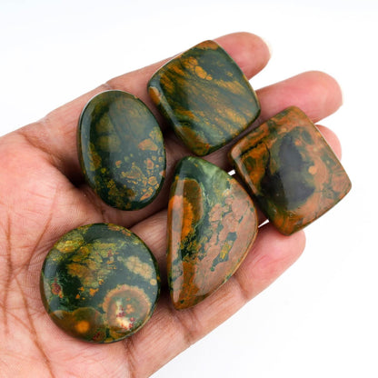 [25-35mm] (3-4 pcs.) Rhyolite Jasper Mix Shape Gemstones Cabochons, Jewelry Making Loose Gemstone, Polished Gems, DIY, Wire Wrapping, Reiki, Wikka, Healing Crystals, Bulk Gemstone Deal