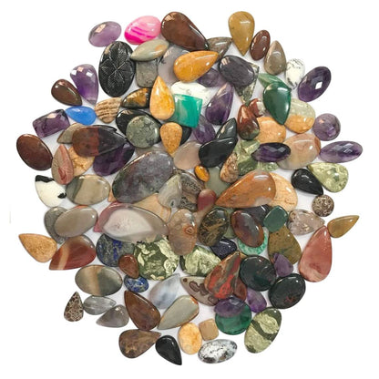(2 to 3pcs) Natural Mix Gemstones Wholesale Cabochons Lot, Jewelry Making Loose Gemstone, DIY Stones, Wire Wrapping, Reiki, Wikka, Healing Crystals, Bulk Gemstone Deal (100 carats)
