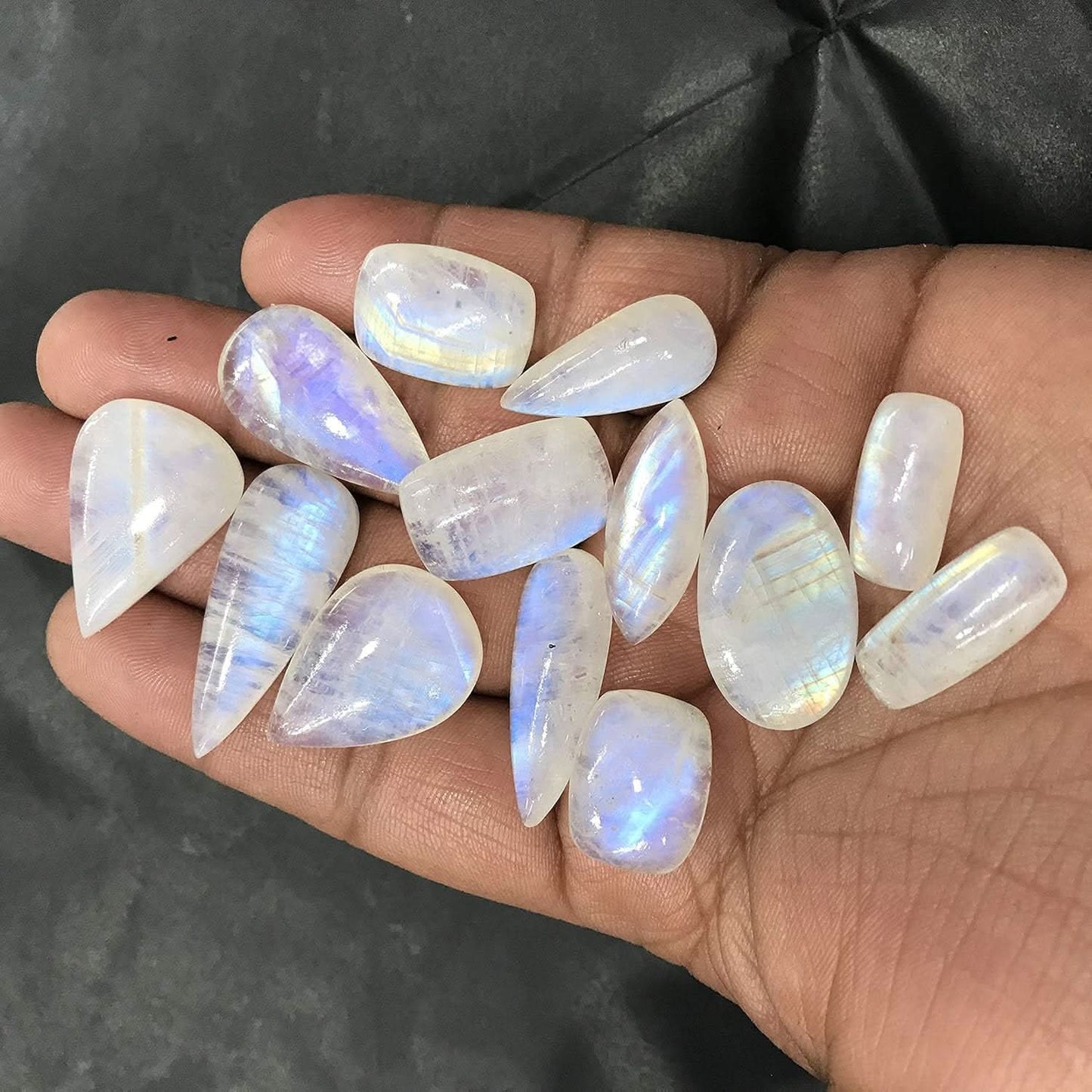 90+ cts Natural Rainbow Moonstone Gemstone Wholesale Cabochons Lot, Jewelry Making Loose Gemstone, Polished Decor, DIY, Wire Wrapping, Reiki, Wikka, Healing Crystals, Bulk Gemstone (4 to 5pcs)